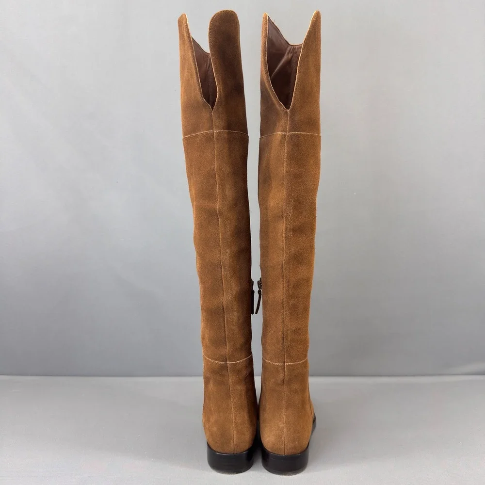 J.Crew Suede Over The Knee Boots‎ Cognac Brown Women's Size 7.5